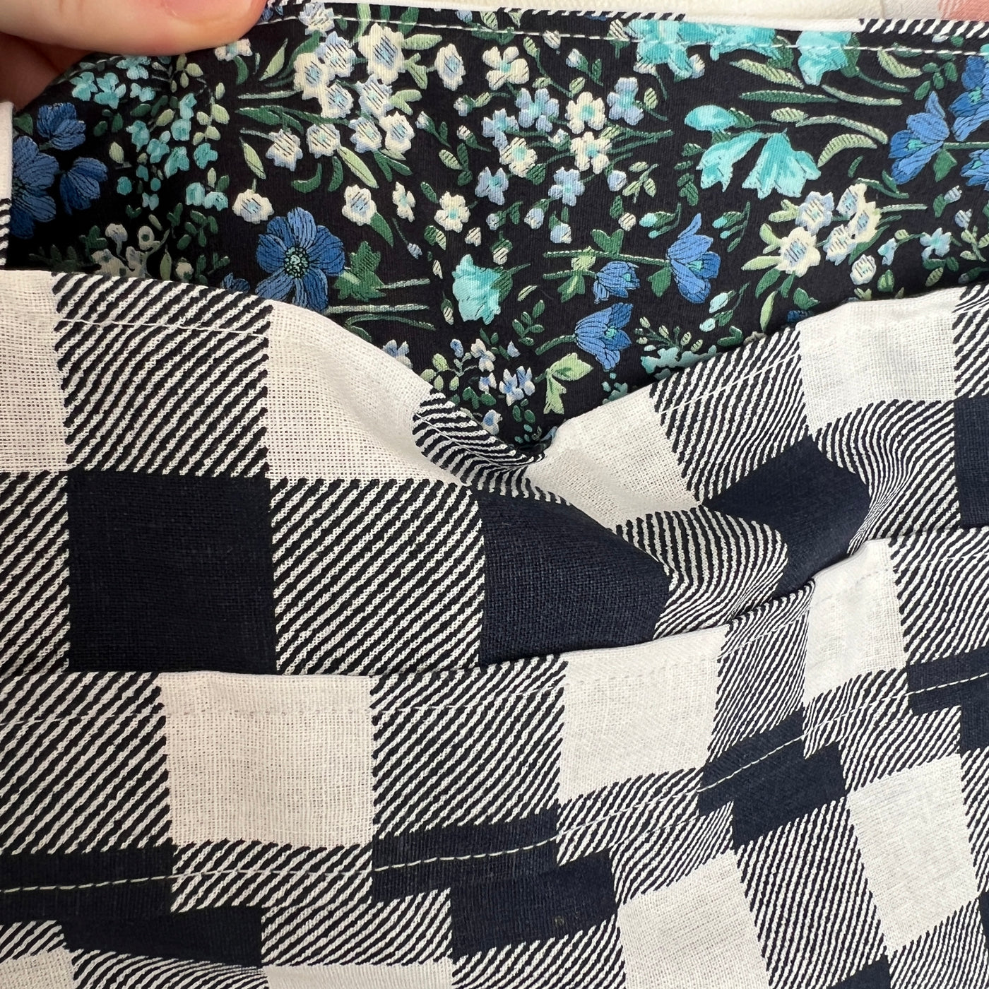 Navy Gingham Bow Tote Bag