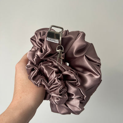 Mauve Satin Scrunchie Wristlet Keychain