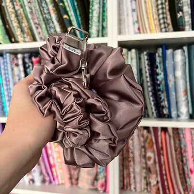 Mauve Satin Scrunchie Wristlet Keychain