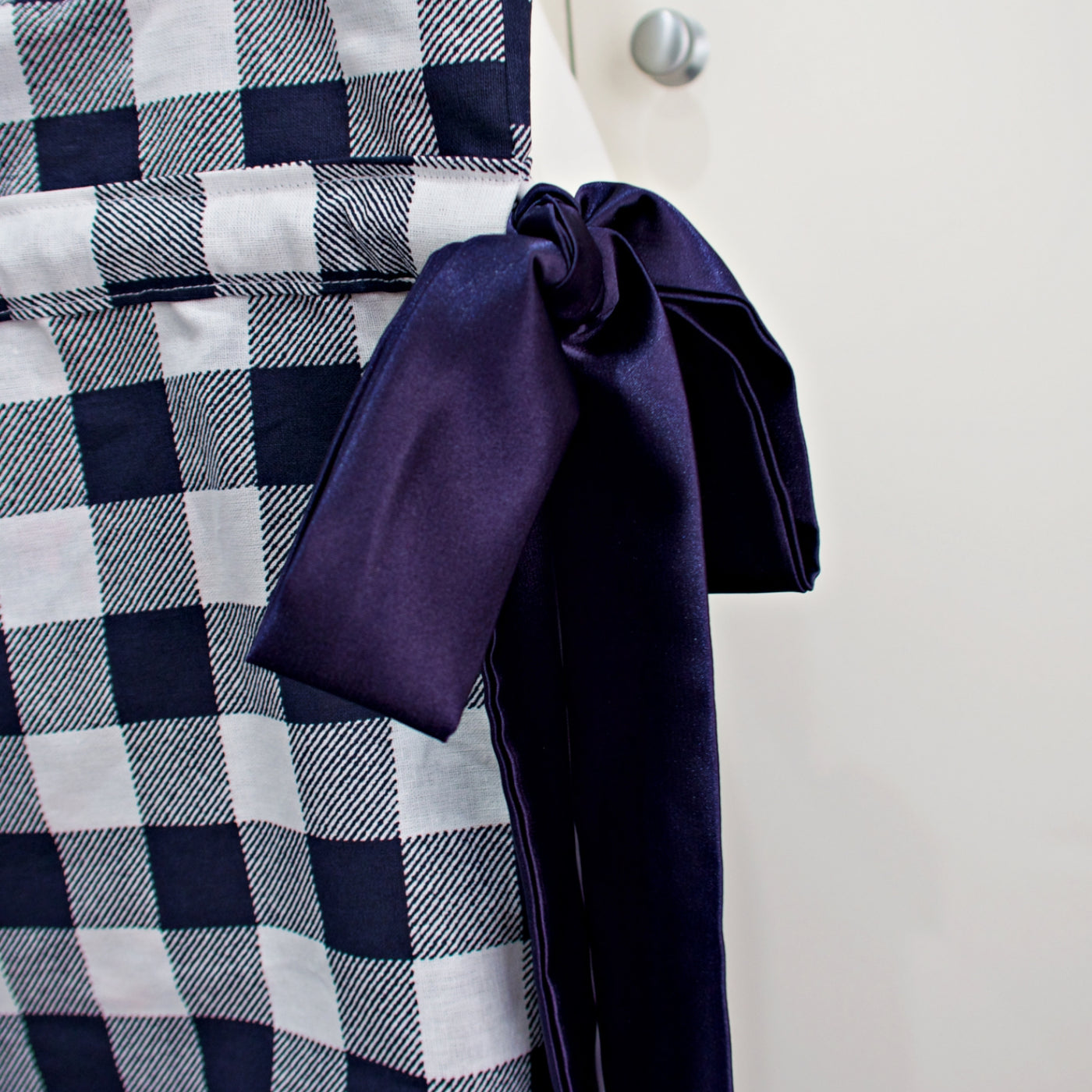 Navy Gingham Bow Tote Bag