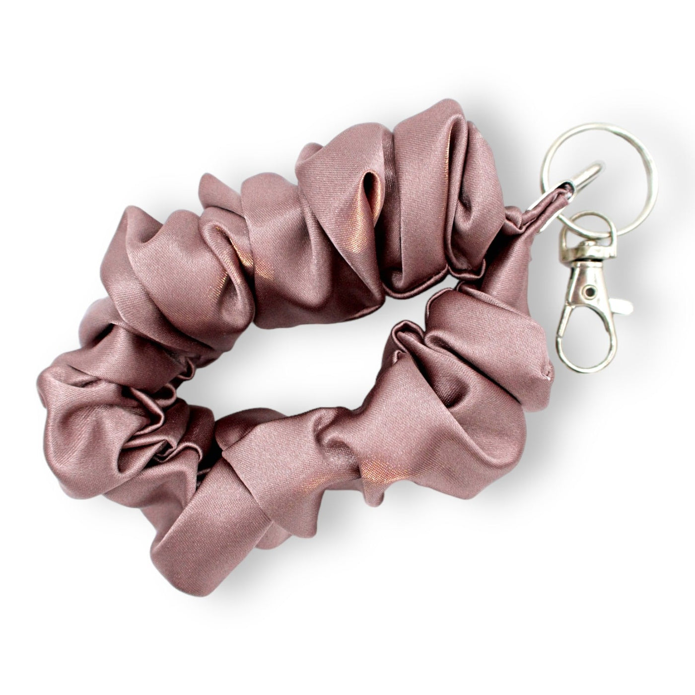 Mauve Satin Scrunchie Wristlet Keychain