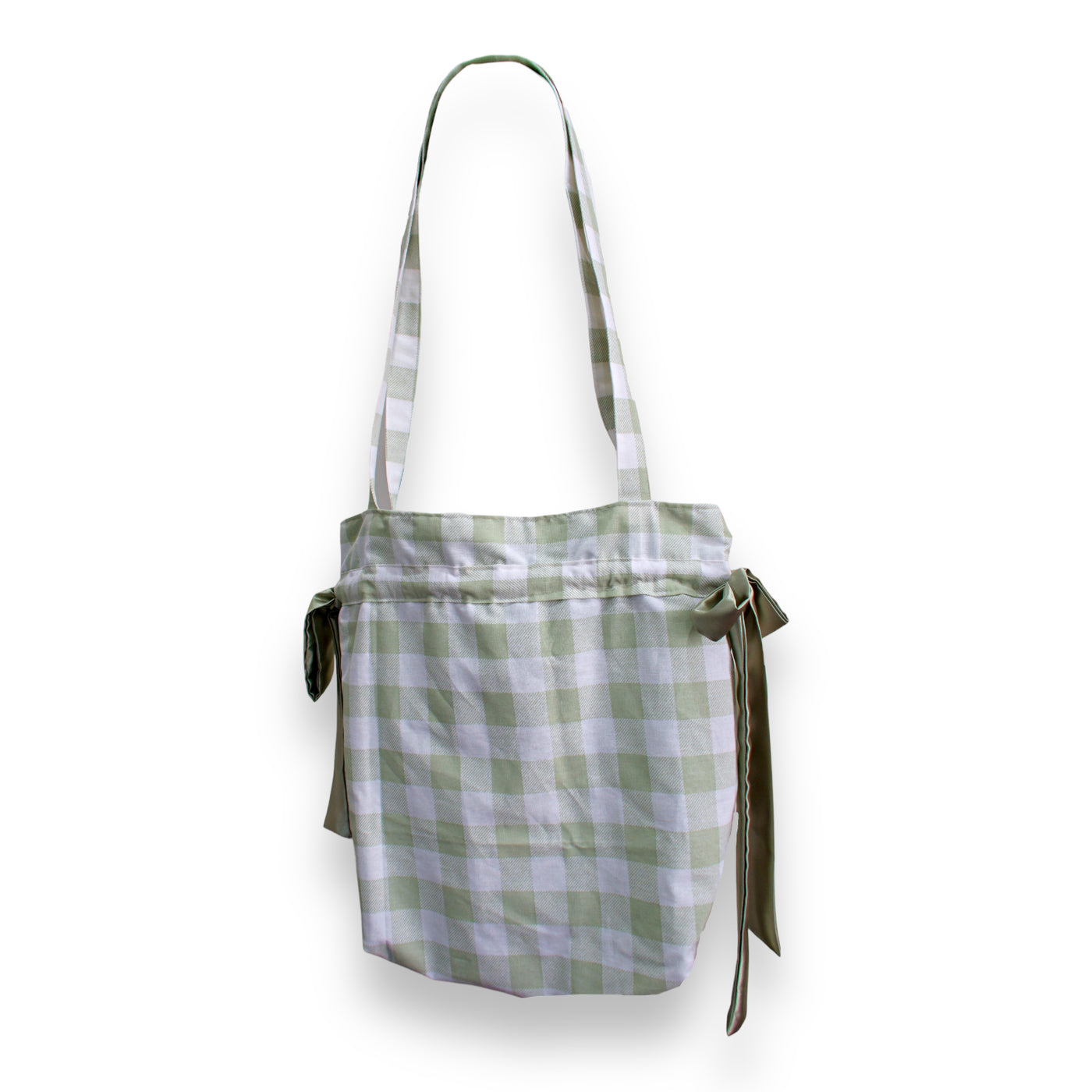 Green Gingham Bow Tote Bag