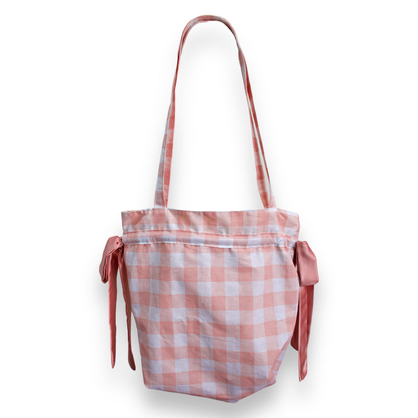 Pink Gingham Bow Tote Bag