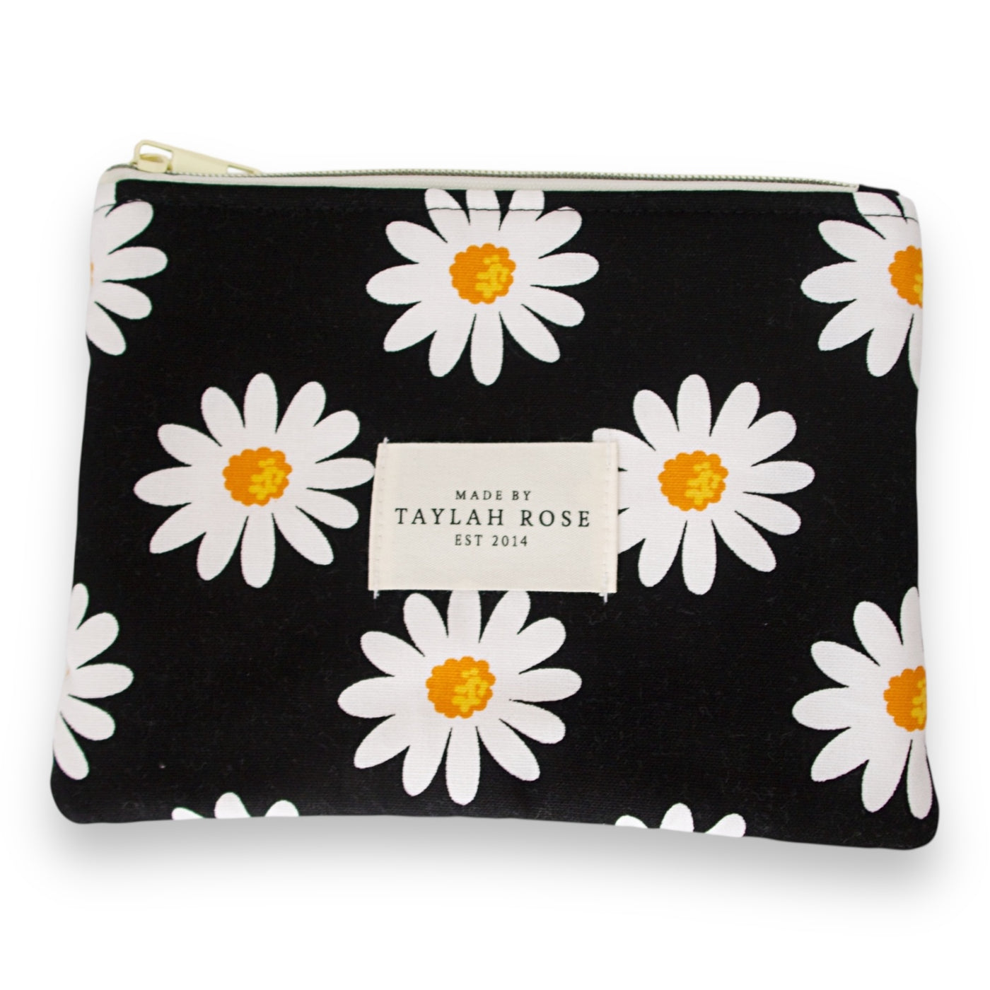 Black Daisy Zipper Pouch