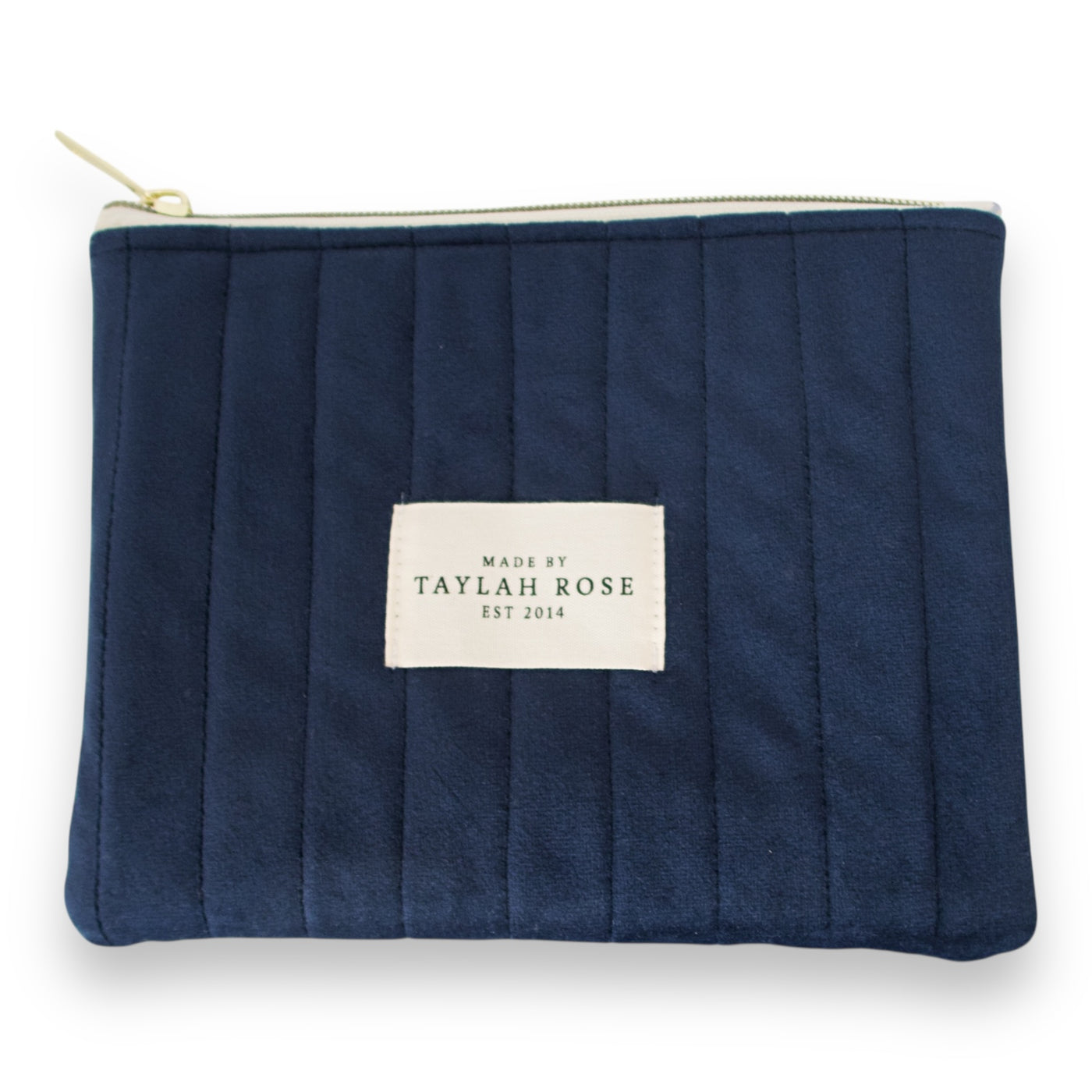 Navy Velour Zipper Pouch