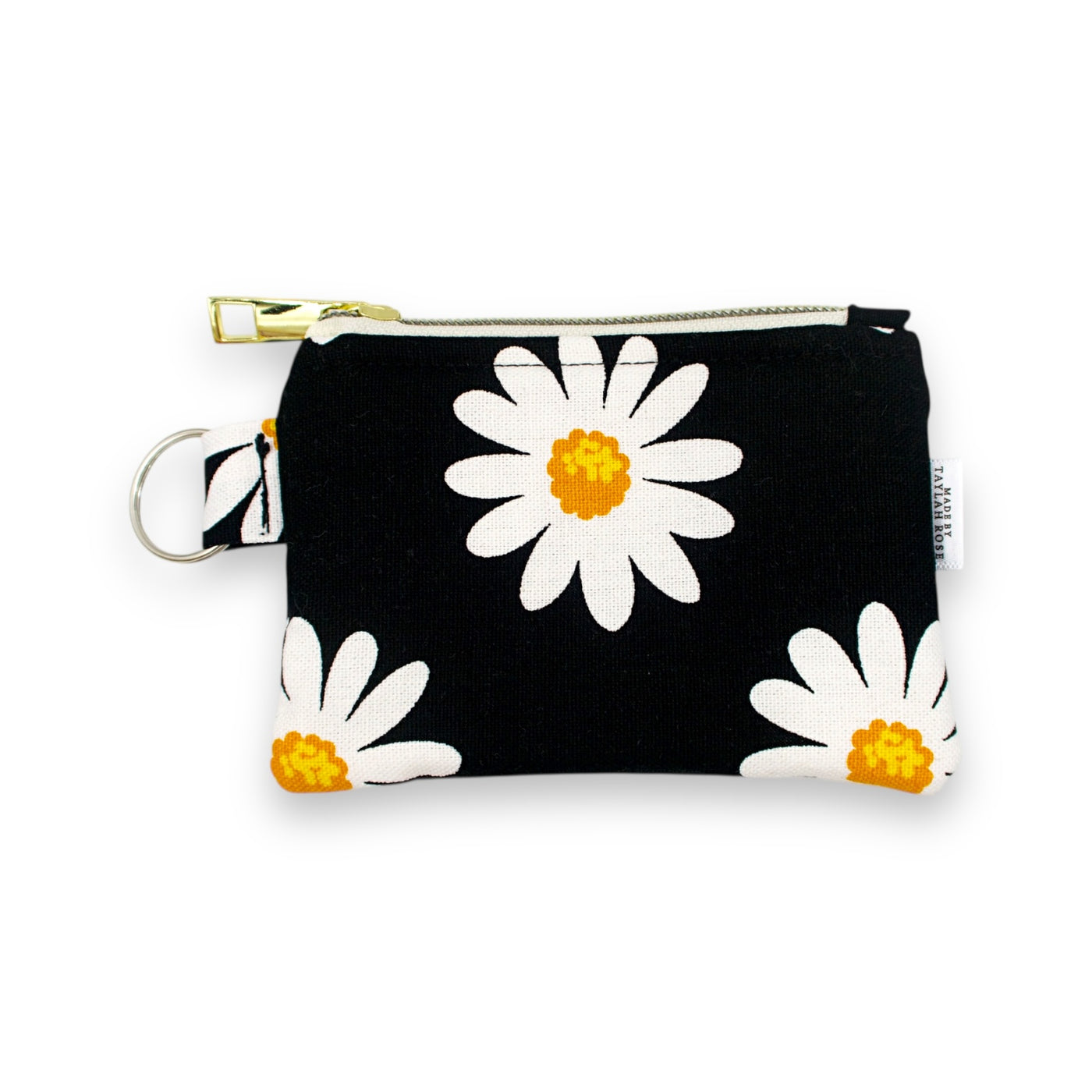 Black Daisy Mini Coin Purse