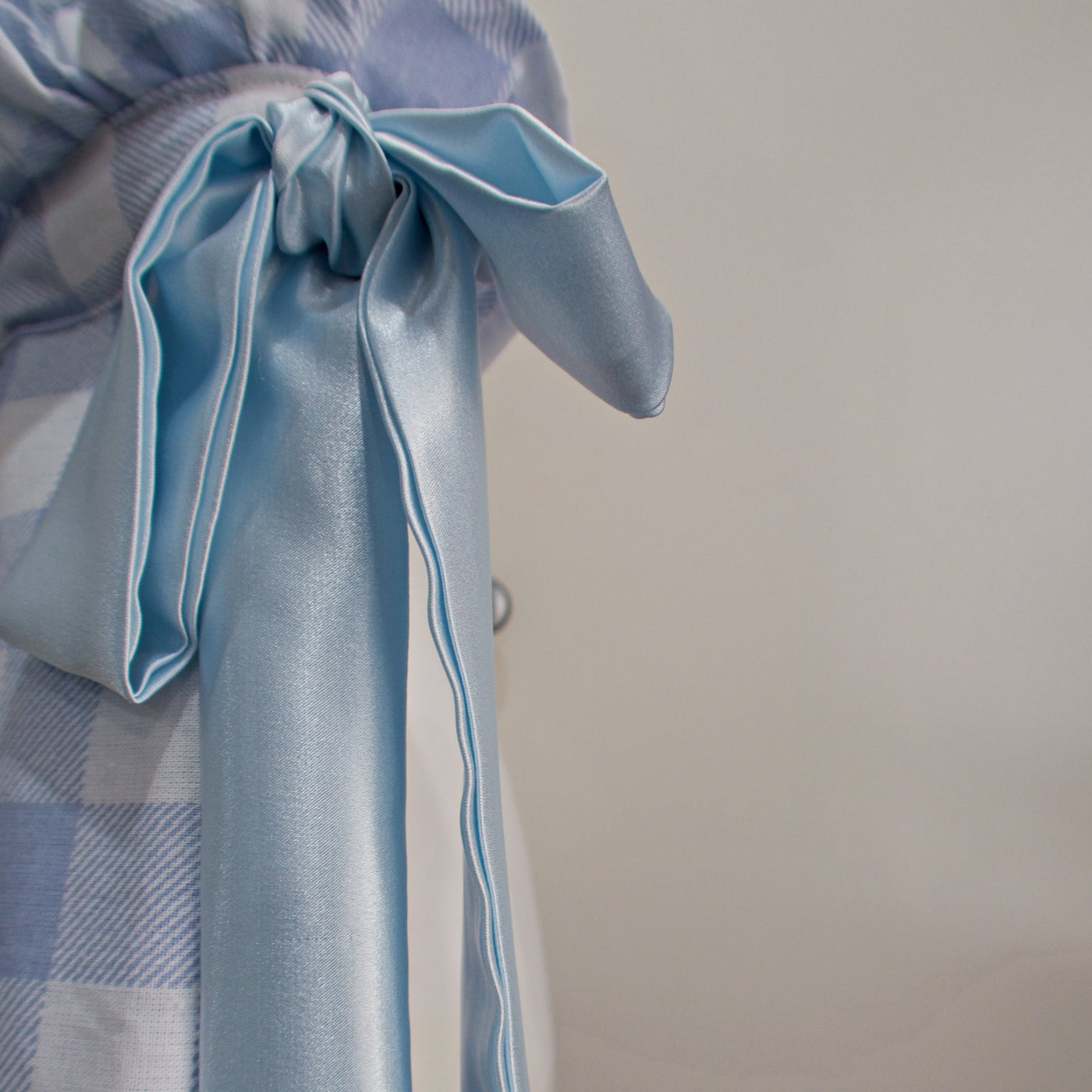 Light Blue Gingham Bow Tote Bag