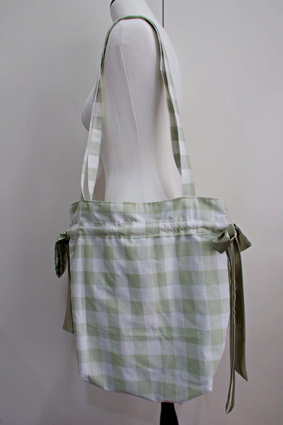Green Gingham Bow Tote Bag