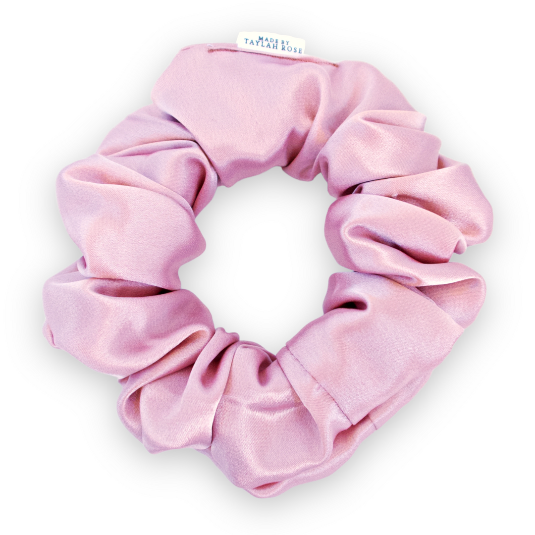 Damen Haargummi Aus Spitze & Satin – Breites Scrunchy, Ca. 10 Cm, Dehnbar, In Altrosa Ohne Kristall